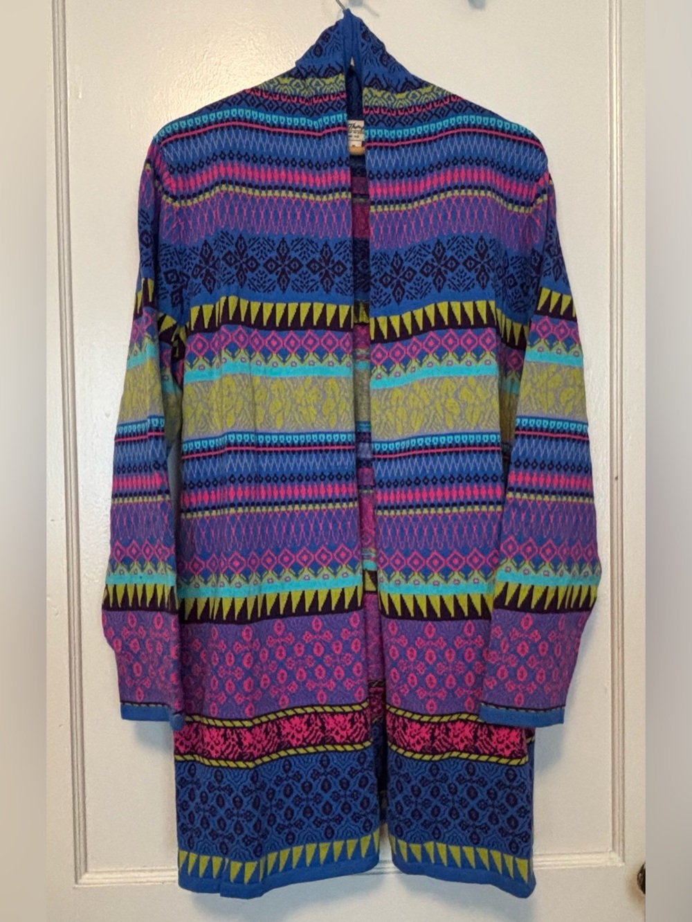Vintage Norm Thompson Geometric Cotton Cardigan XL